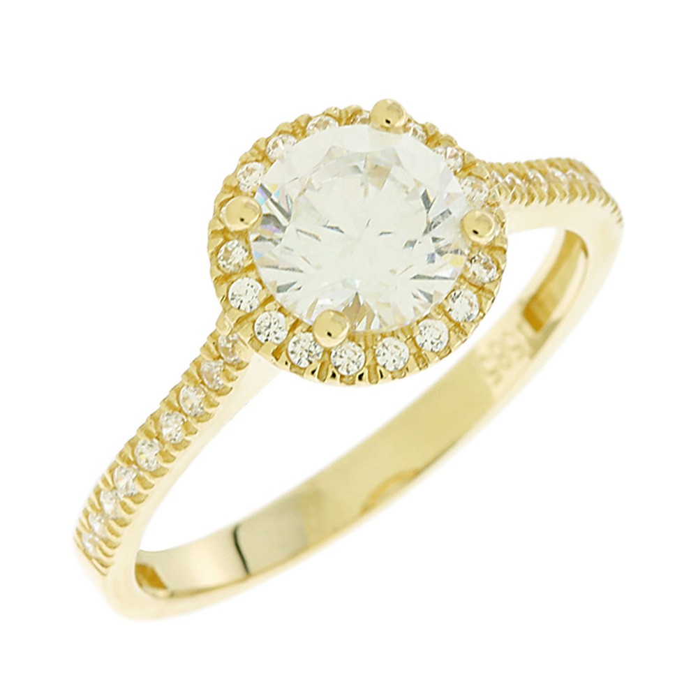 Δαχτυλίδι ροζέτα σε χρυσό 14 καράτια με ζιργκόν πέτρες