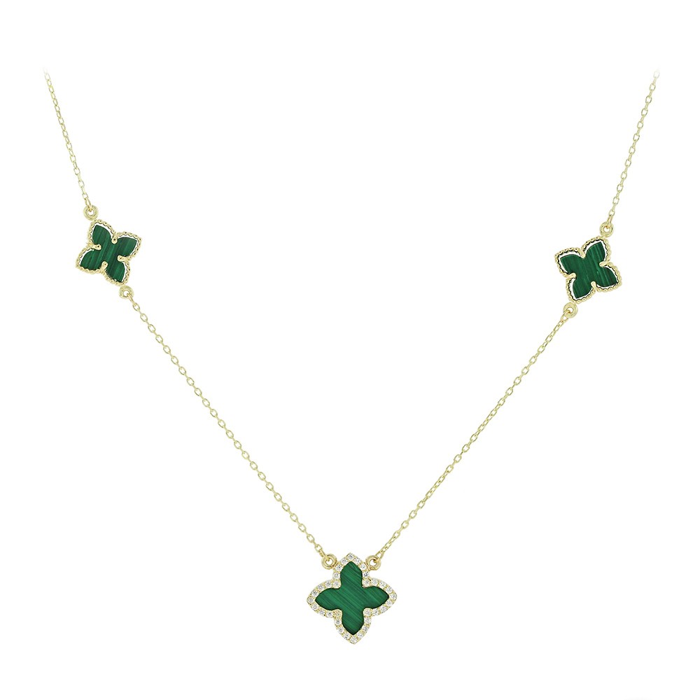 Κολιέ Van Cleef από χρυσό Κ14 με μαλαχίτη