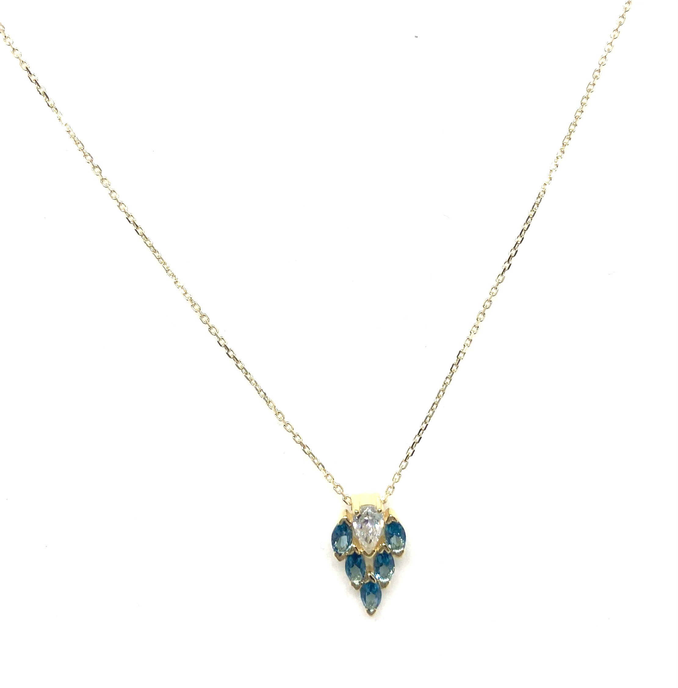 Κολιέ δάκρυ K14 London Blue