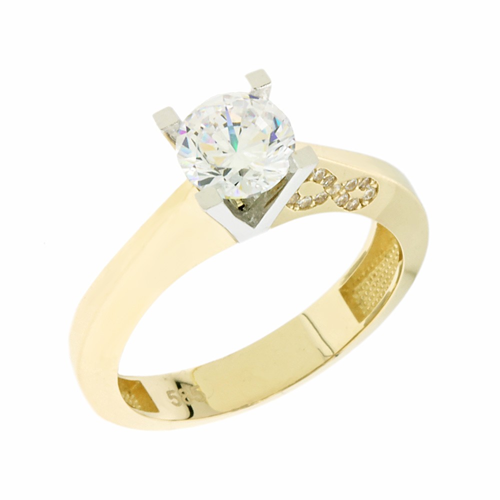 Δαχτυλίδι μονόπετρο σε χρυσό 14Κ με ζιργκόν πέτρες
