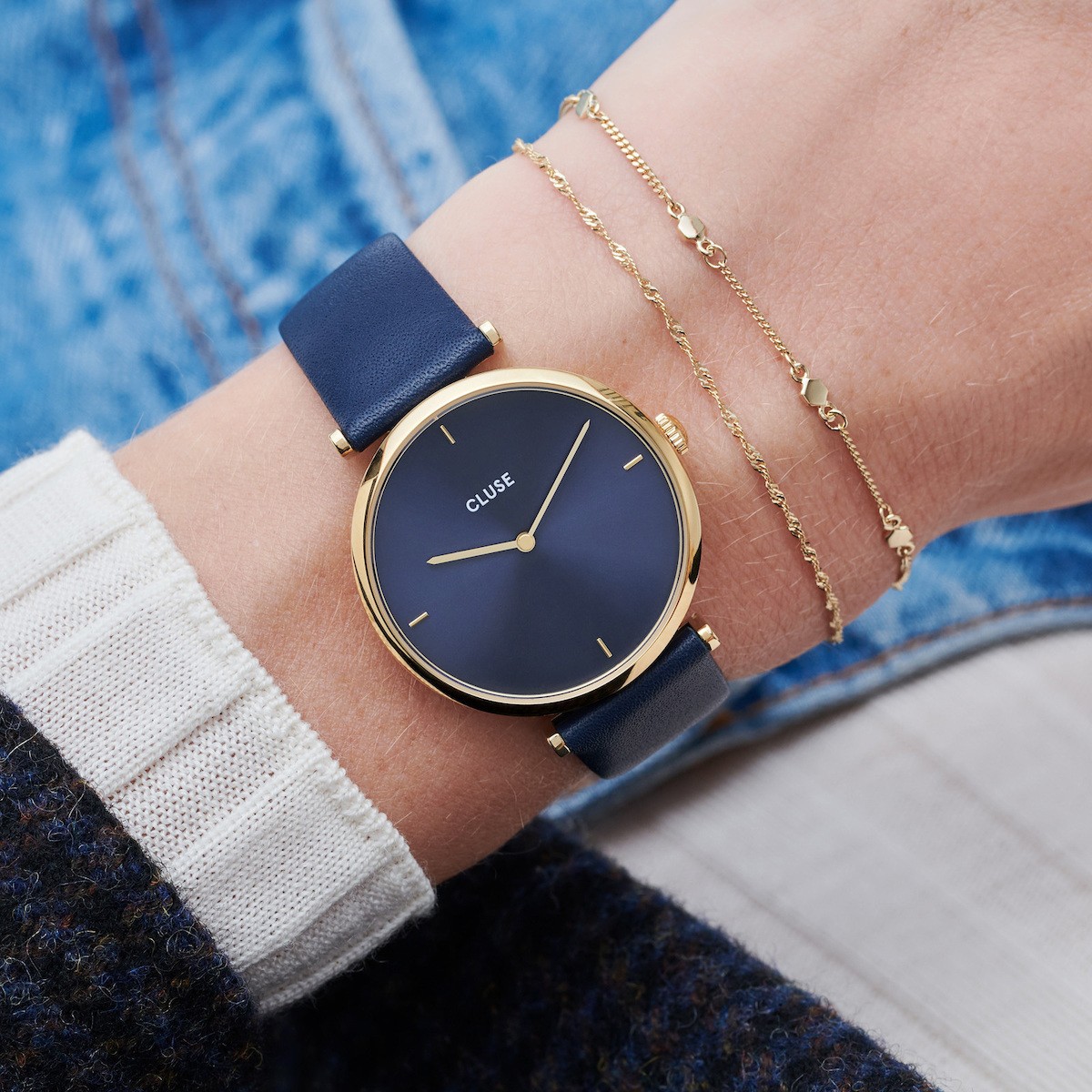 Μικρογραφία: CLUSE Triomphe Blue Leather Strap