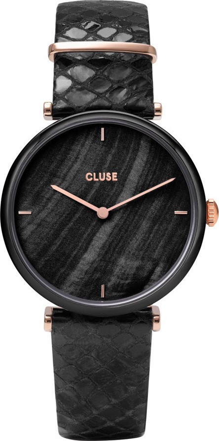 CLUSE Triomphe Black Leather Strap